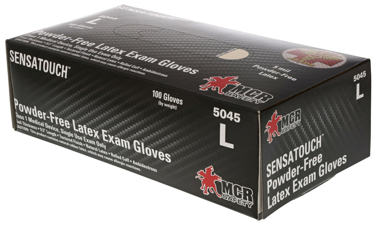 SensaTouch Disposable Latex Exam Gloves, 5 Mil, Powder Free, Textured Grip