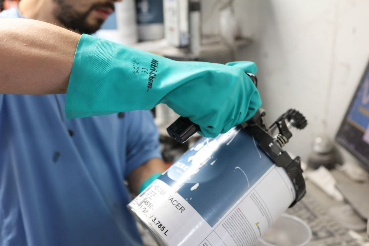 Nitri-Chem Nitrile Chemical-Resistant Gloves, Flock Lined, 15 Mil
