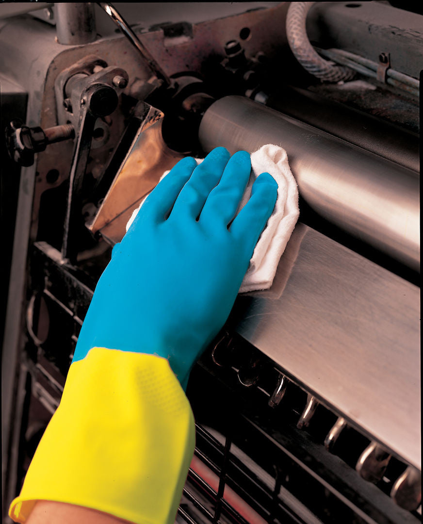 Chem-Tech Neoprene Over Latex Gloves, Flock Lined, Straight Cuff