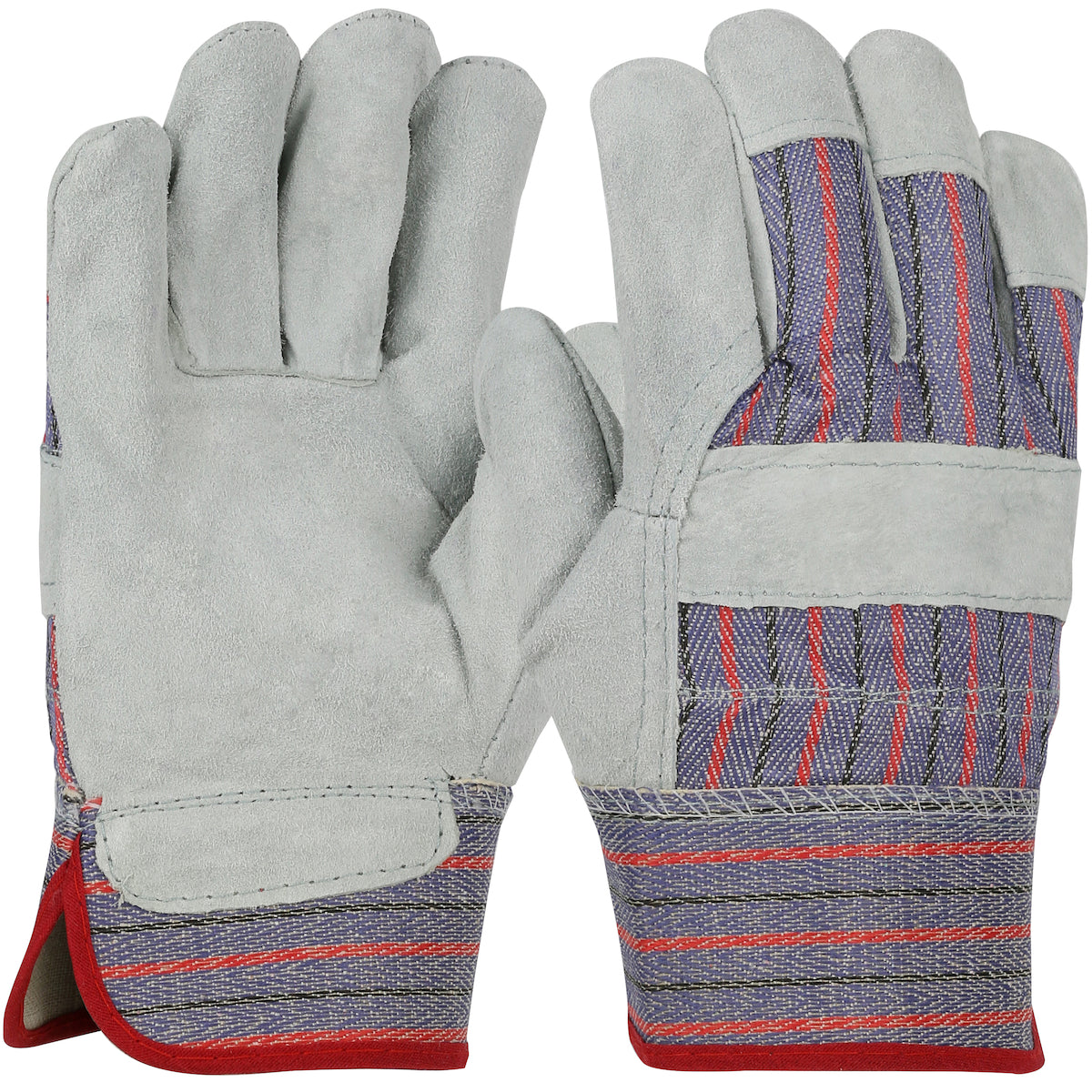 PIP 558L – Economy Grade Split Cowhide Leather Palm Glove with Fabric Back - Rubberized Safety Cuff - Ladies