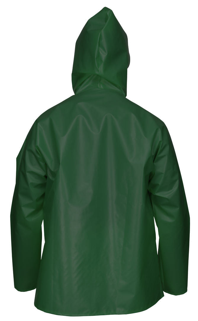 568JH - Navigator Series Rain Gear - .25mm TPU / Nylon Rainwear - Waterproof Green Rain Jacket with Attached Hood