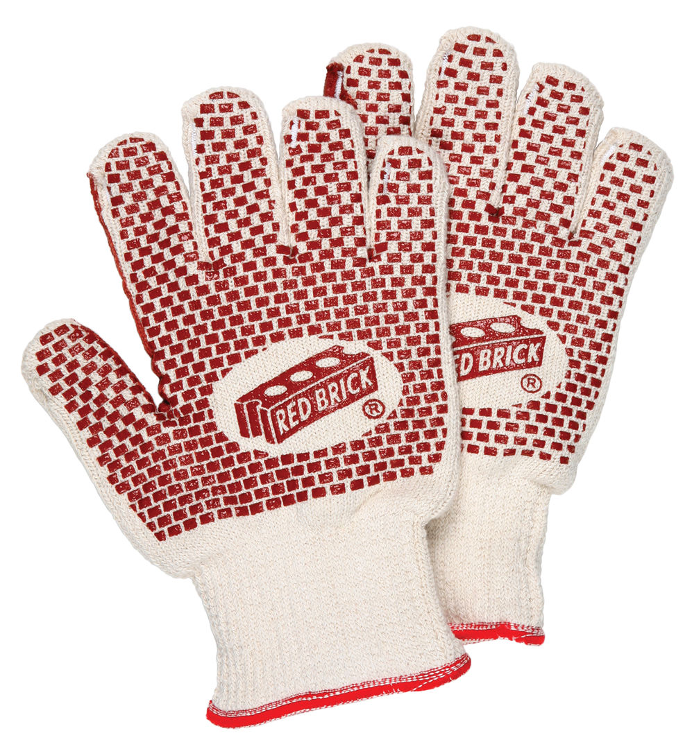 9462K - Red Brick® Terrycloth Work Gloves - Heavyweight 2-Ply Construction - Loop-in Terrycloth - Nitrile Blocks on Both Sides - Heat-Resistant Gloves - Ladies Size - Nitrile Blocks Provide Excellent Gripping Power