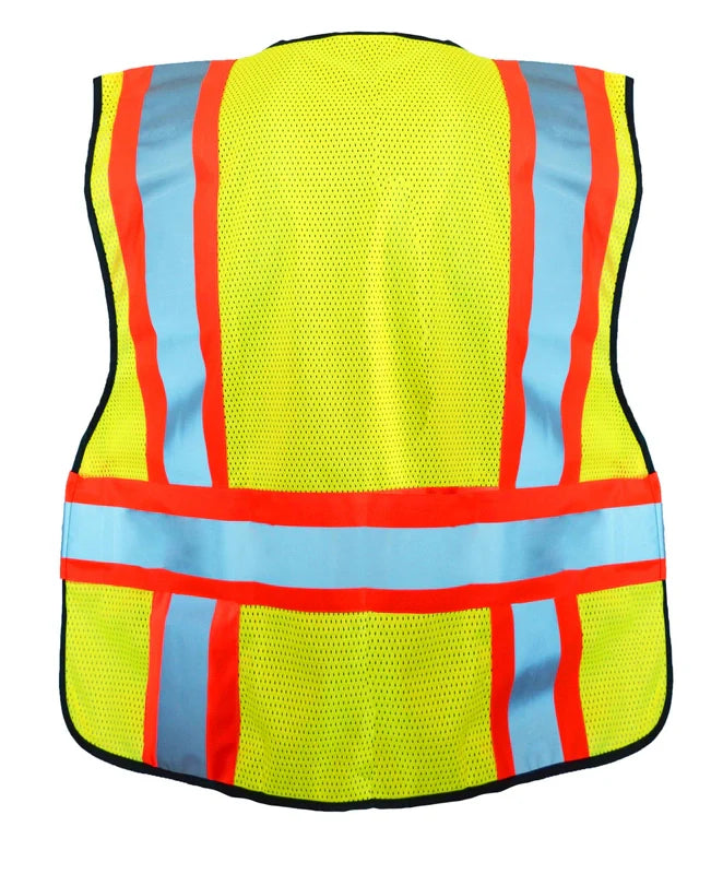 Occunomix Mesh Two-Tone Expandable 5-Pt. Breakaway Vest Hi-Vis Safety Vests Yellow XL/2X model LUX-SC2TB-YXL/2