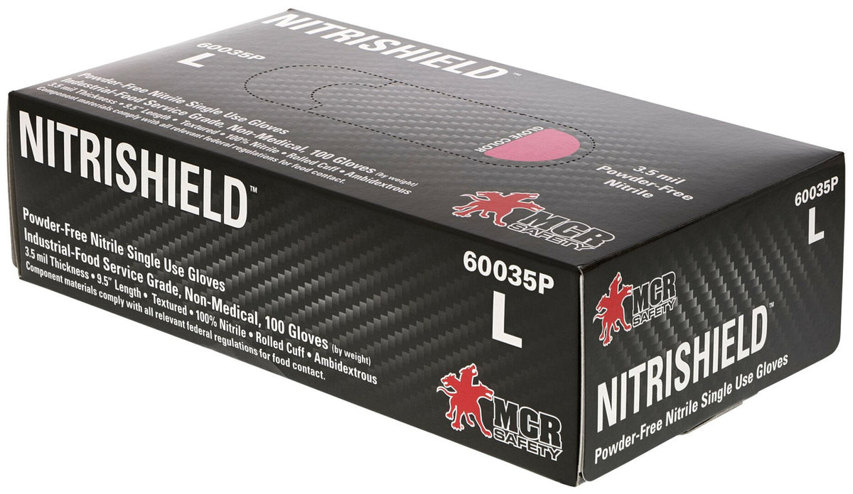 NitriShield Disposable Nitrile Gloves, 3.5 Mil, Powder Free, Pink