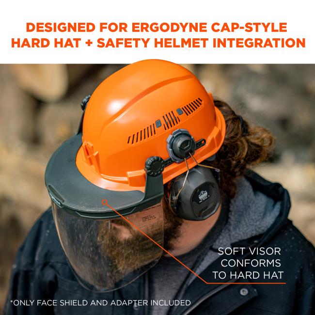 Skullerz 8994 Anti-Scratch & Anti-Fog Hard Hat Face Shield with Adapter for Cap-Style & Safety Helmet