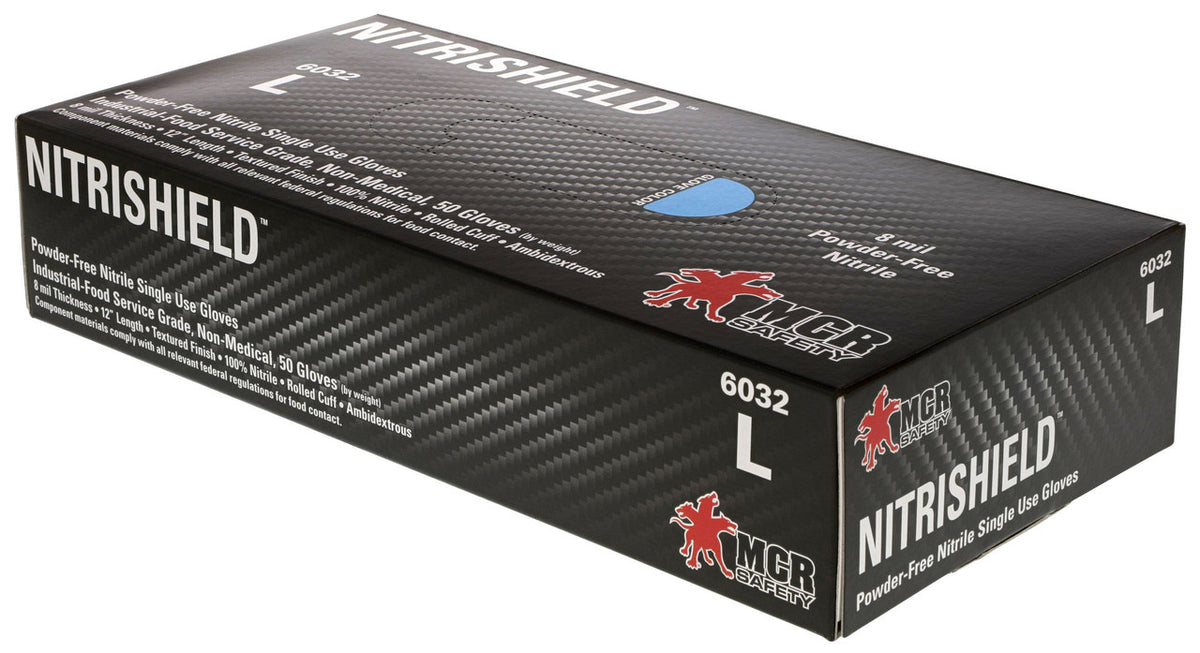 NitriShield 8 Mil Disposable Nitrile Gloves, Powder Free, Food Service Grade