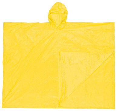 MCR Safety O40 - Schooner Disposable Rain Poncho - .10mm PVC Material - Attached Hood - Convenient Tote Pouch - Yellow