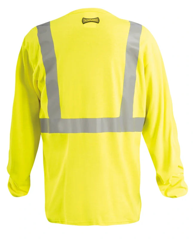 Occunomix Flame Resistant Dual Certified Long Sleeve T-Shirt w/Pocket Flame Resistant Safety Apparel Yellow L model