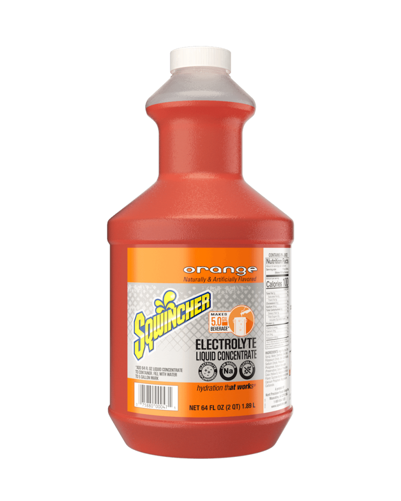 Sqwincher Original Liquid Concentrate, 64 oz, 5 gal Yield, 6/Case - Orange