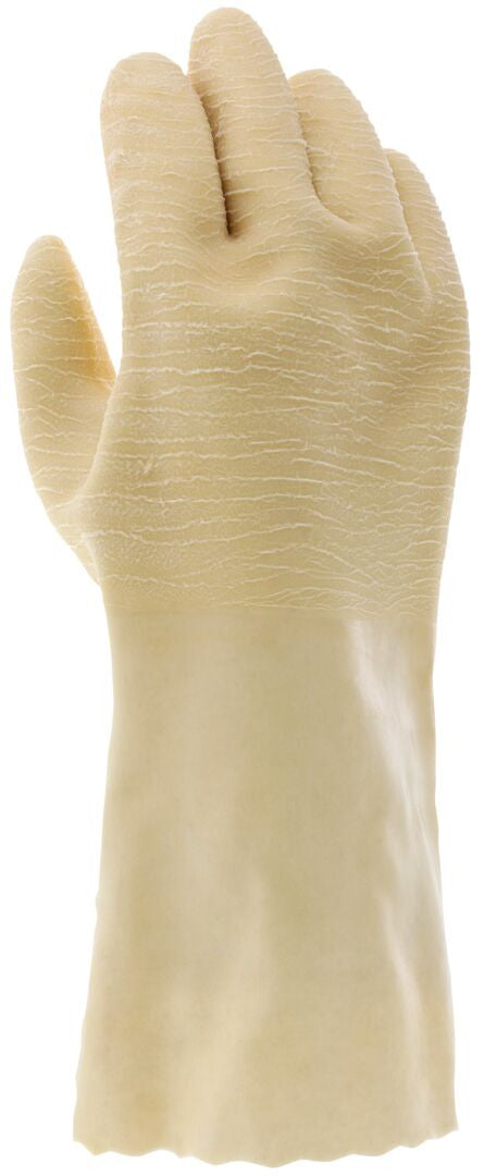 Latex Rubber-Coated Work Gloves, Crinkle Finish, Interlock Lining, 12-Inch Gauntlet Cuff
