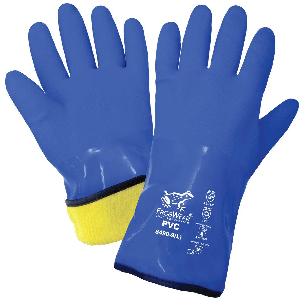 8490 FrogWear Insulated PVC Chemical Handling Gloves - 8490-8(M) original manufacturer Z view; Pack of 12 pairs