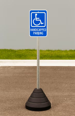 ZING Sign Base, 72 Lb, Post And Handicapped Parking Sign With Graphic