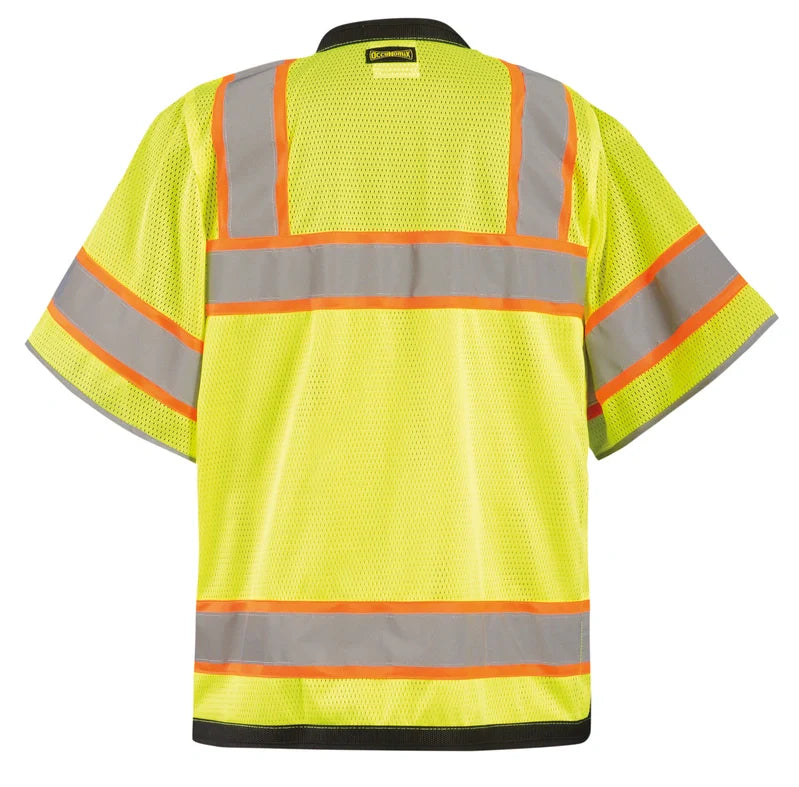 Occunomix Solid/Mesh Heavy Duty Two-Tone Surveyor Vest W/Zipper Hi-Vis Safety Vests Yellow M model LUX-HDS2T3-YM