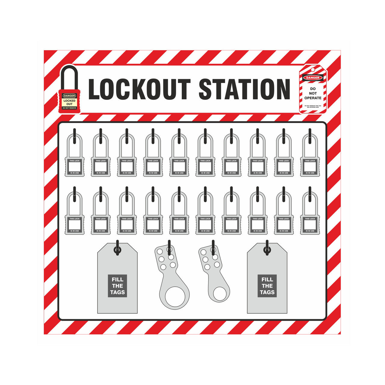 ZING Lockout Station Shadow Board, 20 Padlock - official Zing product image 1