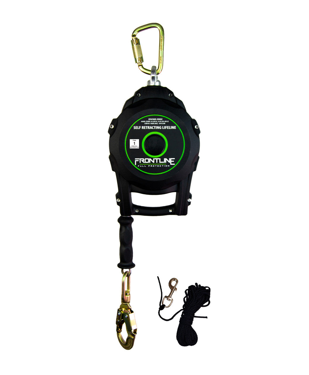 Frontline Fall RPGC30LE Frontline Class 2 Leading Edge Cable Single Leg SRL with Steel Snap Hook End with Carry on Handle