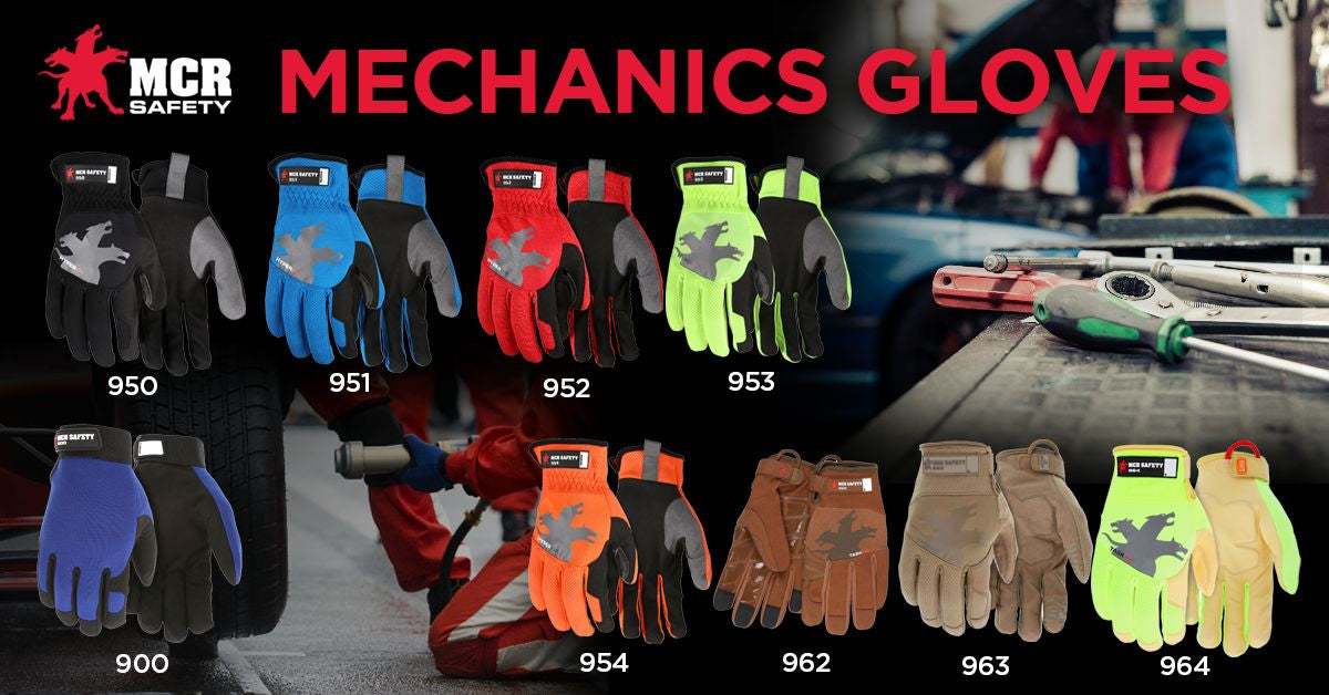 Mechanics Gloves, Clarino Synthetic Leather Palm, Spandex Back, Adjustable Closure