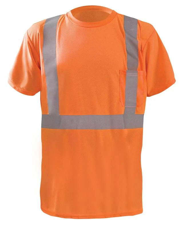 Occunomix Short Sleeve Wicking Birdseye X-Back T-Shirt W/Pocket Hi-Vis Shirts Orange XL model LUX-SSTP2BX-OXL
