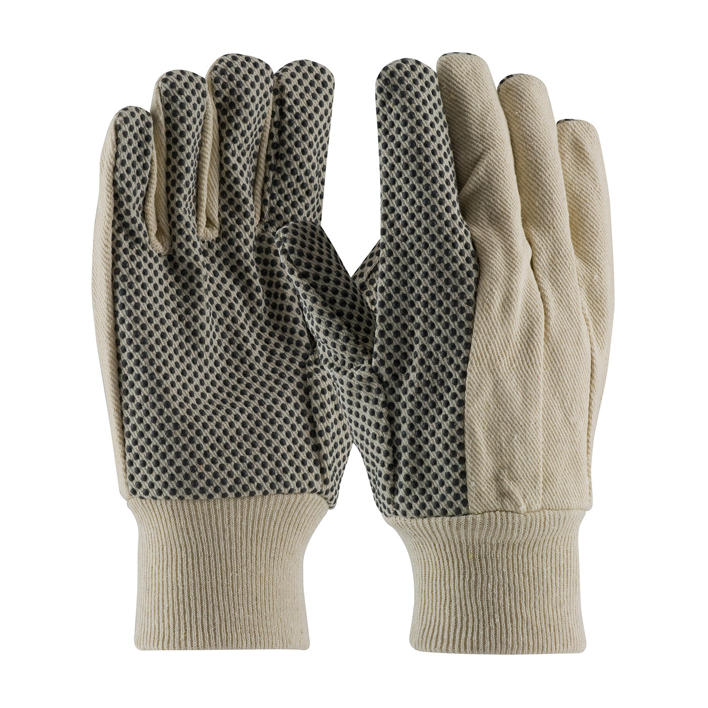 PIP 91-908PD – Premium Grade 100% Cotton Canvas Glove with PVC Dotted Grip on Palm, Thumb and Index Finger - 8 oz.