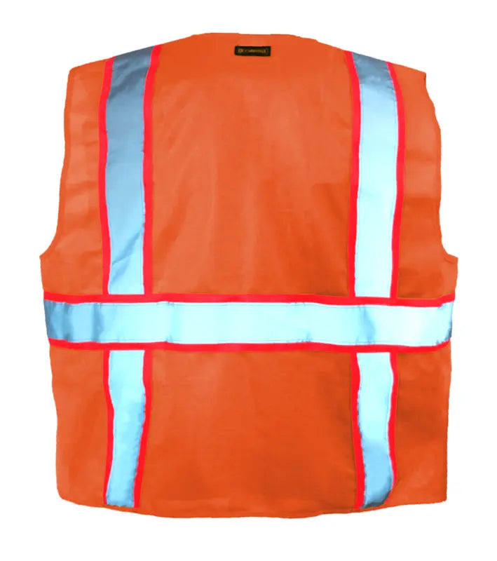 Occunomix Solid Two-Tone Surveyor Vest W/Zipper Hi-Vis Safety Vests Orange 2X model LUX-ATRANS-O2X