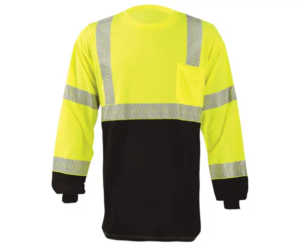 Occunomix Long Sleeve OCX Patented Segmented Tape Black Bottom T-Shirt W-Pocket Class 3 Hi-Vis Shirts Hi-Viz Yellow S model