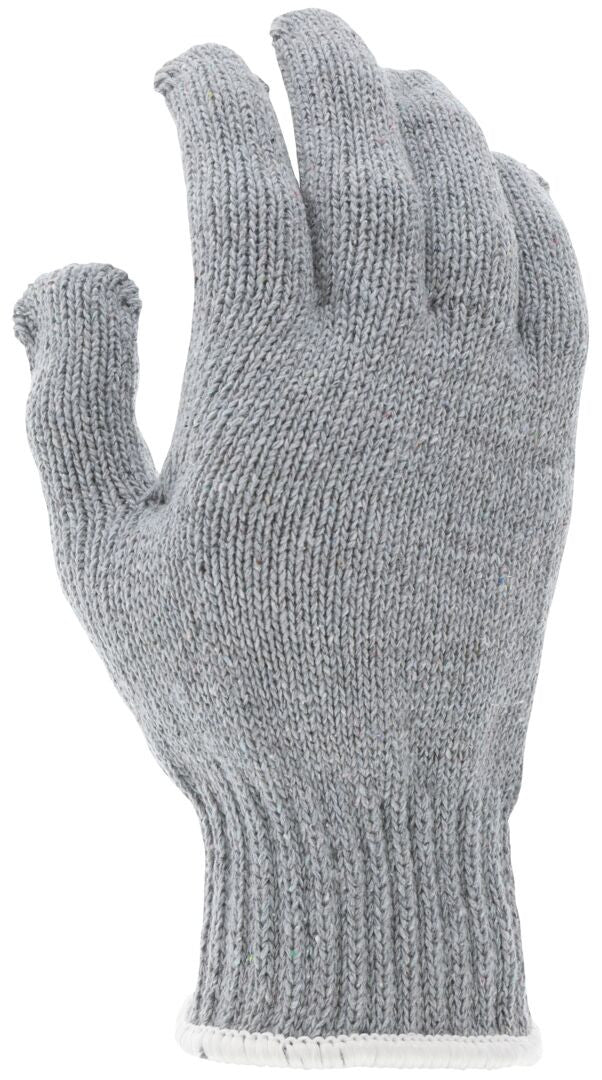 String Knit Work Gloves, 7 Gauge Heavy Weight, Cotton/Polyester, Hemmed Cuff