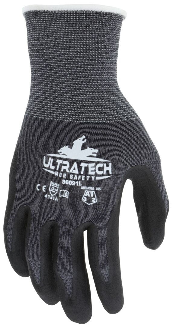 UltraTech Eco Work Gloves, 15-Gauge Recycled Nylon, Micro-Foam Nitrile Coating