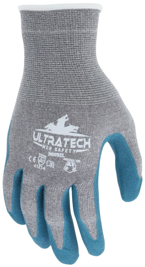 UltraTech Eco Work Gloves, Recycled Polyester/Cotton Shell, Biodegradable Nitrile Foam Coating