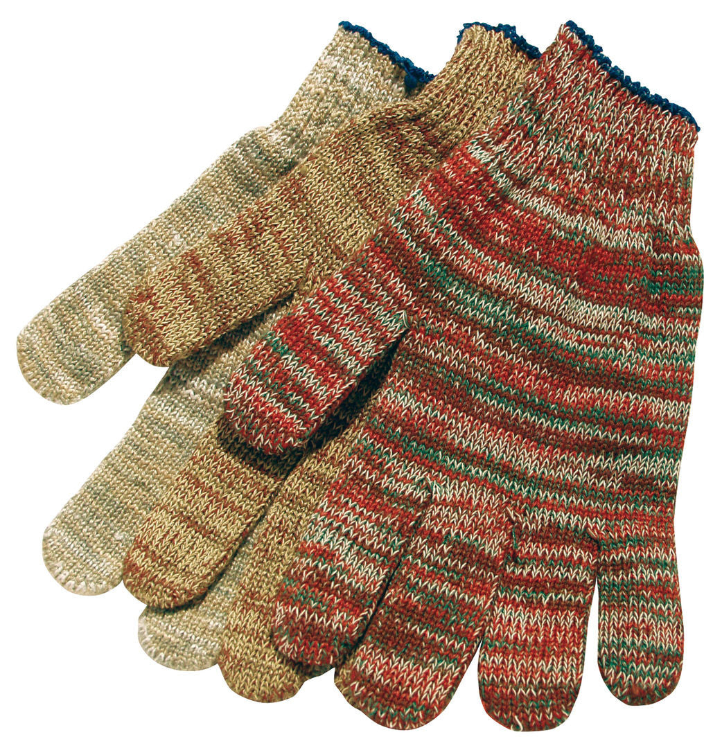 String Knit Work Gloves, 7 Gauge Heavy Weight, Cotton Polyester Blend, Multi-Color