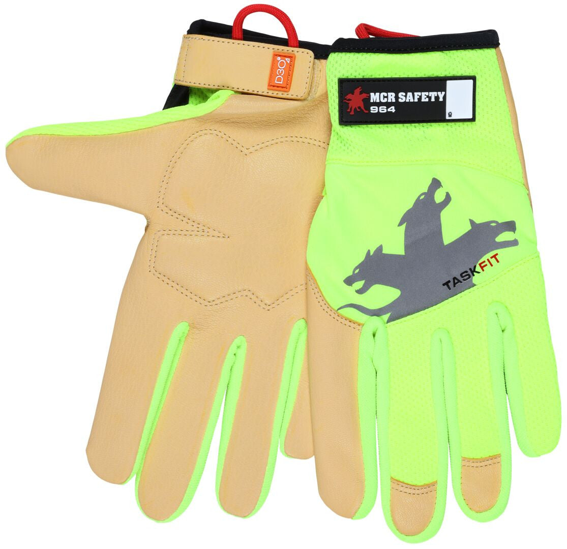 Mechanics Gloves, TaskFit Design, Goatskin Leather Palm, D3O Padded