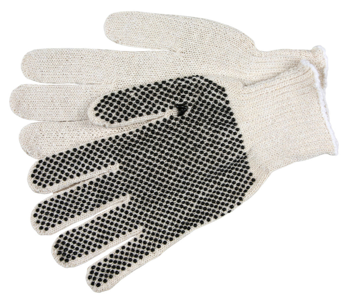 Cotton/Polyester String Knit Gloves, 7 Gauge, Single-Sided PVC Dot Grip