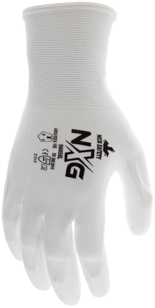 NXG® Work Gloves, 18-Gauge Polyester Shell, Polyurethane Palm Coating