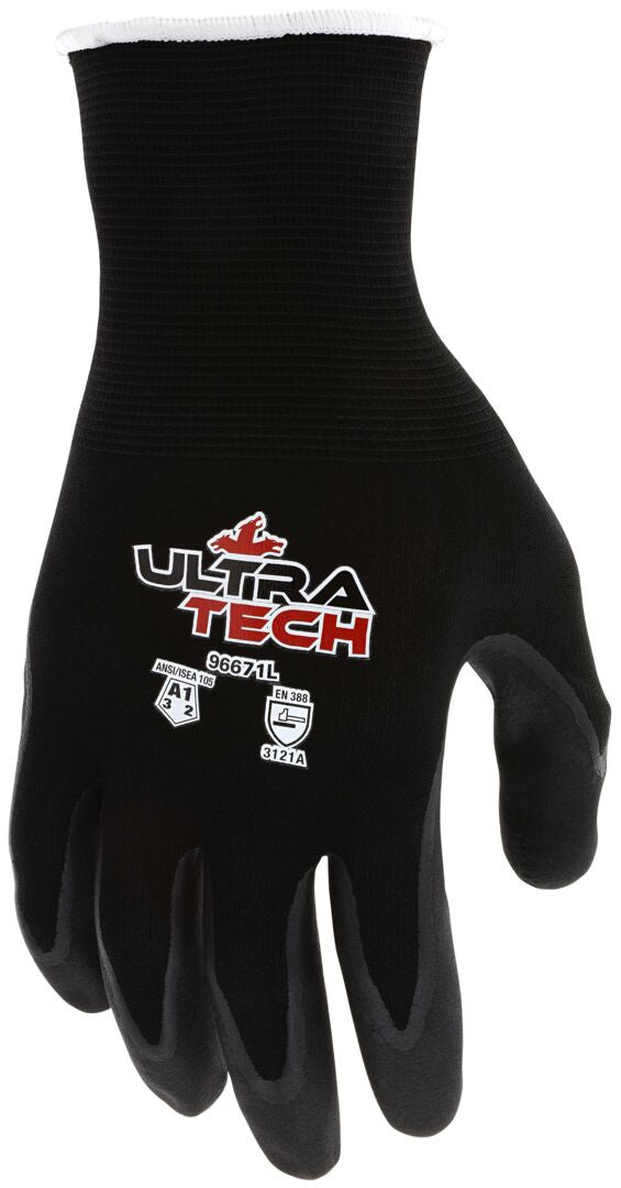 UltraTech 21-Gauge Nylon Shell Gloves, Micro-Foam Nitrile Palm, ESD Safe