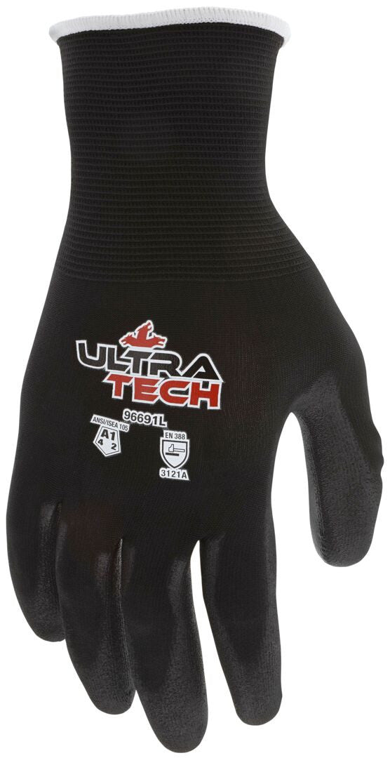UltraTech 21-Gauge Nylon Shell, Polyurethane Palm, ESD-Safe Work Gloves