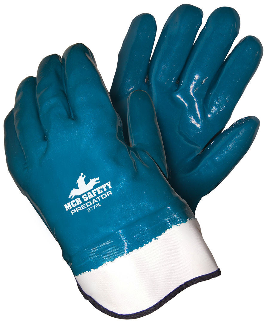 Predator Full Nitrile-Coated Work Gloves, Foam-Lined, Safety Cuff