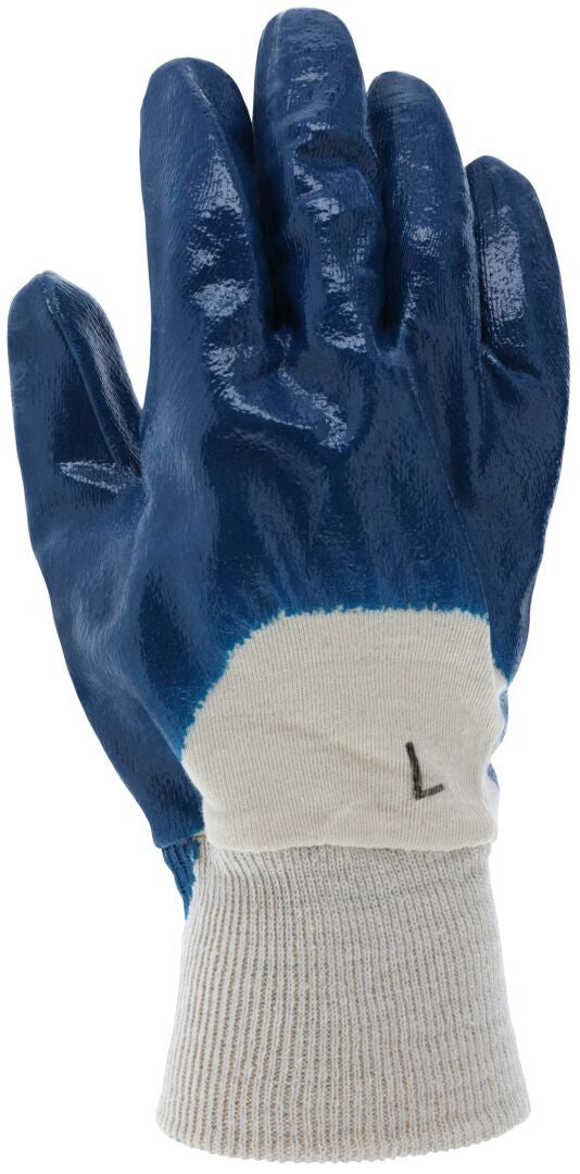 Nitrile-Coated Work Gloves, Interlock Lining, Knit Wrist, Palm and Knuckle Coating