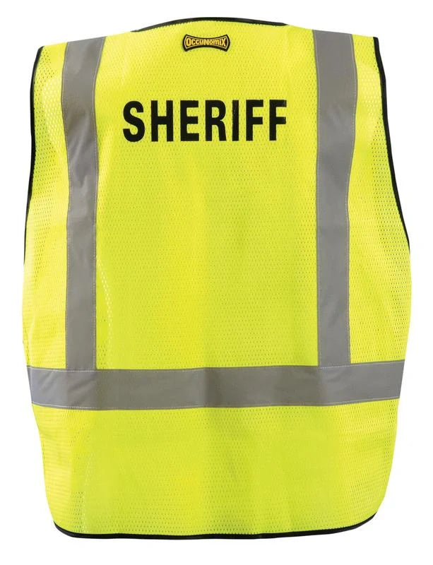 Occunomix Mesh Public Safety Breakaway Vest W/Dor Sheriff Hi-Vis Safety Vests Yellow XL model LUX-PSS-DOR-XL