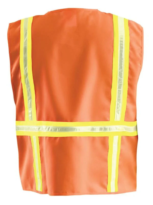 Occunomix Solid Two-Tone Surveyor Vest W/Zipper Hi-Vis Safety Vests Orange XL model LUX-XTRANS-OXL