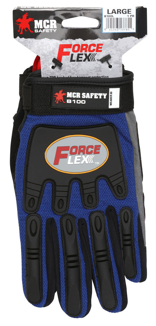 ForceFlex Mechanics Gloves, Synthetic Leather Palm, TPR Impact Protection, Mesh Back