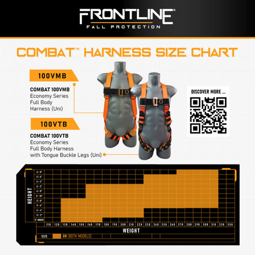 Frontline Fall K100-61S Combat™ Compliance Kit - Harness, 6' Single Leg Lanyard and Drawstring Bag Worksite Safety & Industrial Supplies PPE