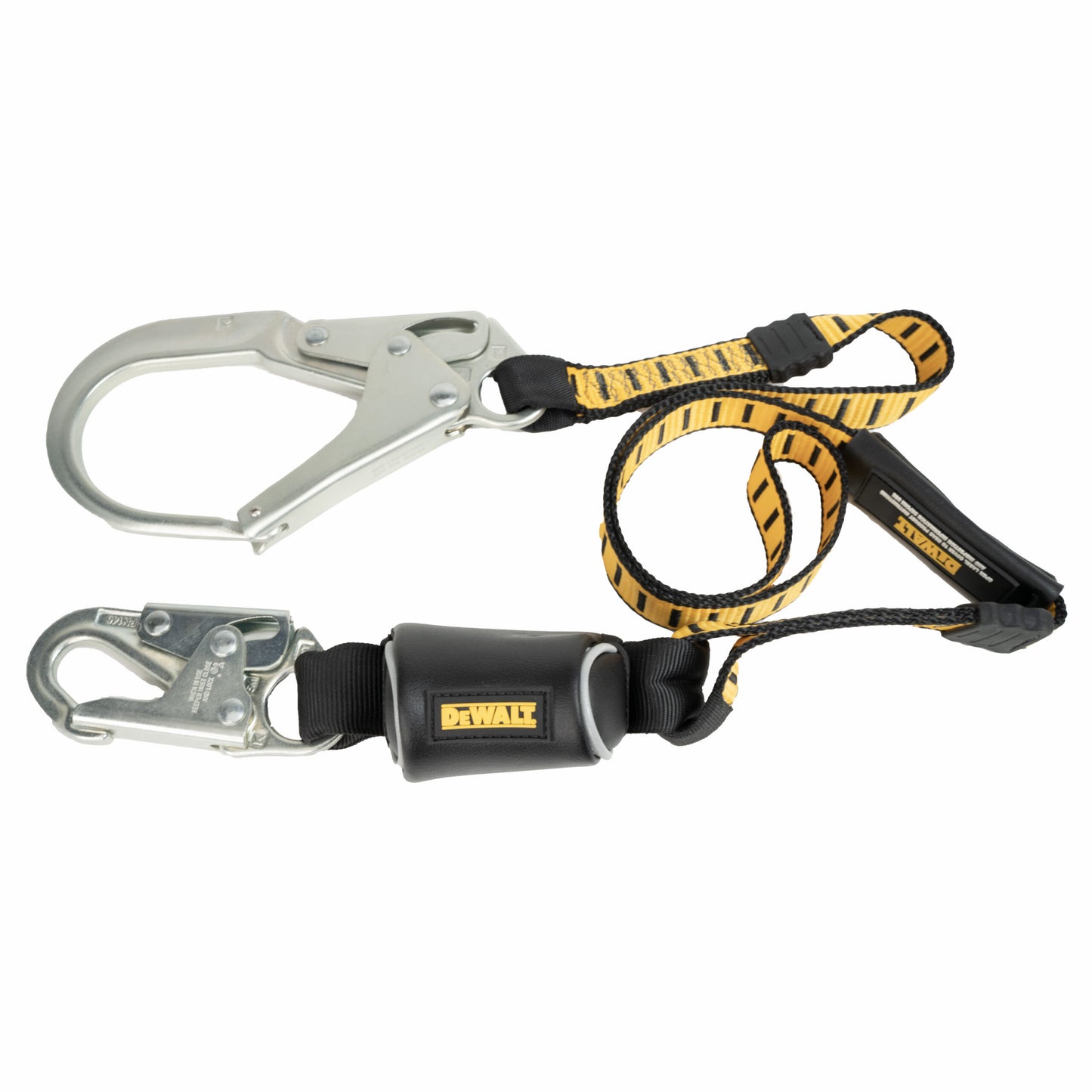 DXFP611110 DEWALT 6 ft.(1.8 m) Single Leg Lanyard External Absorber, with Snap hook on D-Ring End and Rebar Hook on Anchor End