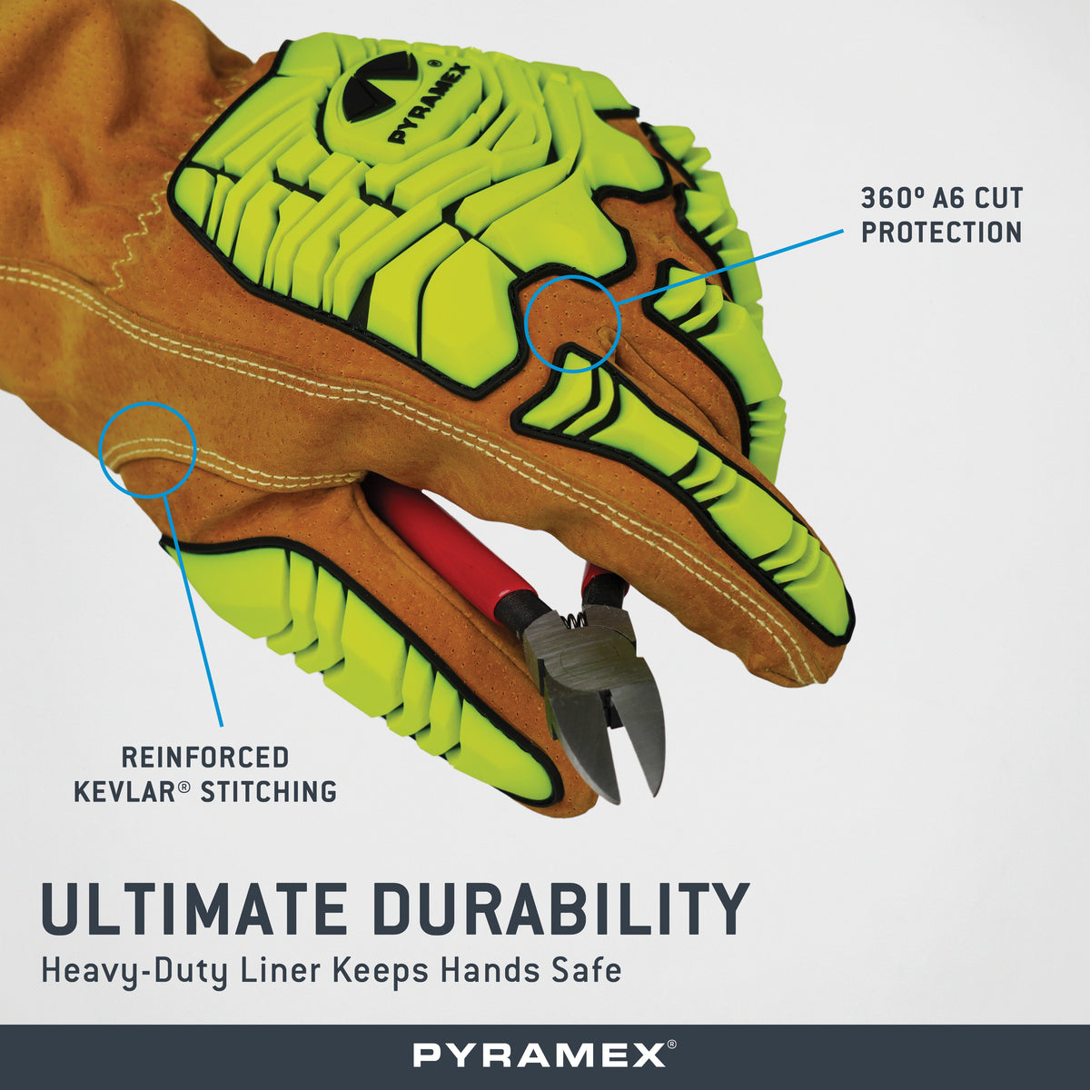 Pyramex GL4004CKB - Premium Pigskin Driver A6 Cut Level 2 Impact Safety Workwear X-Large model GL4004CKBXL