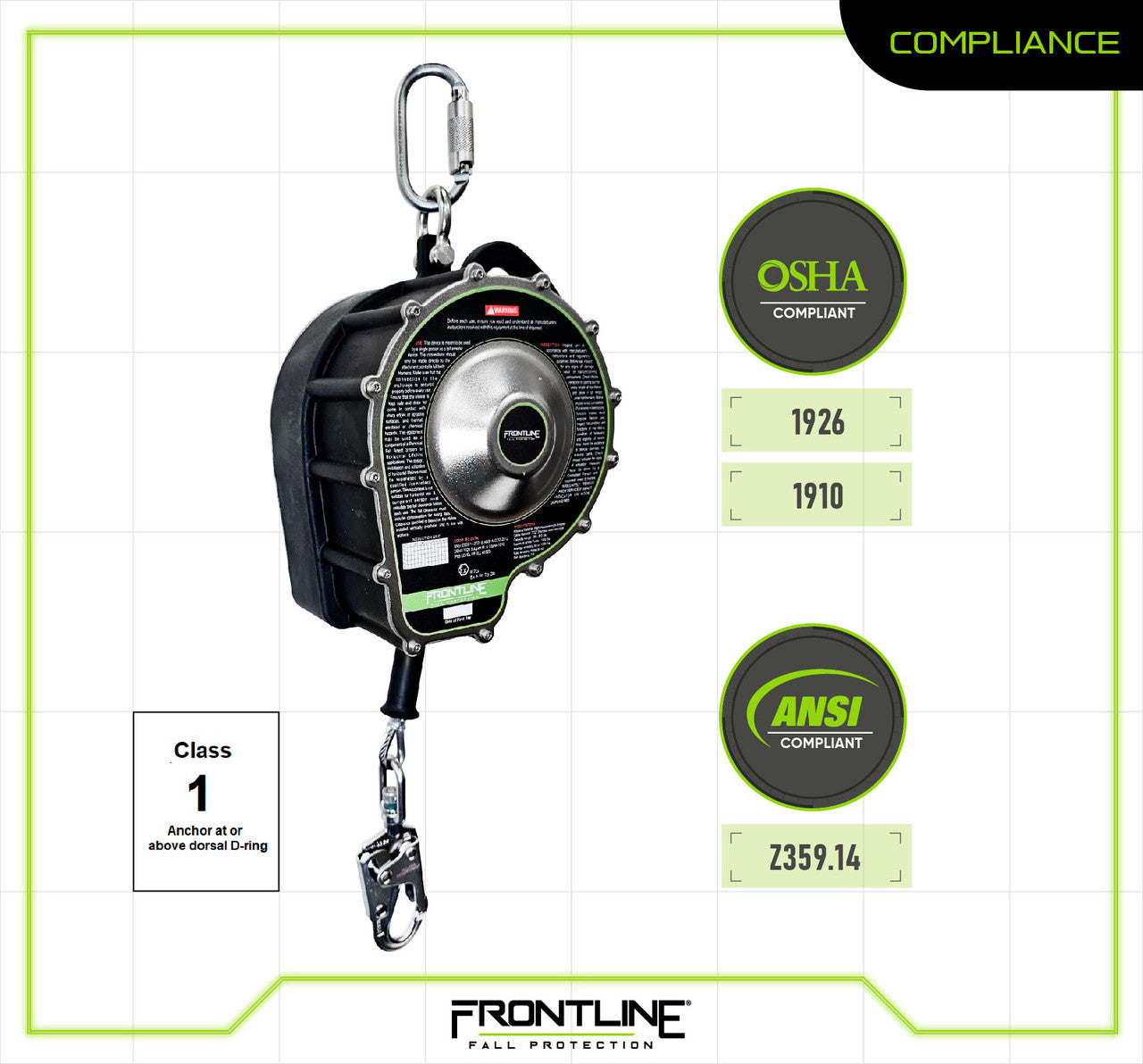 Frontline Fall RSBC50 Sealed Block Stainless Steel Self Retracting Lifeline product image