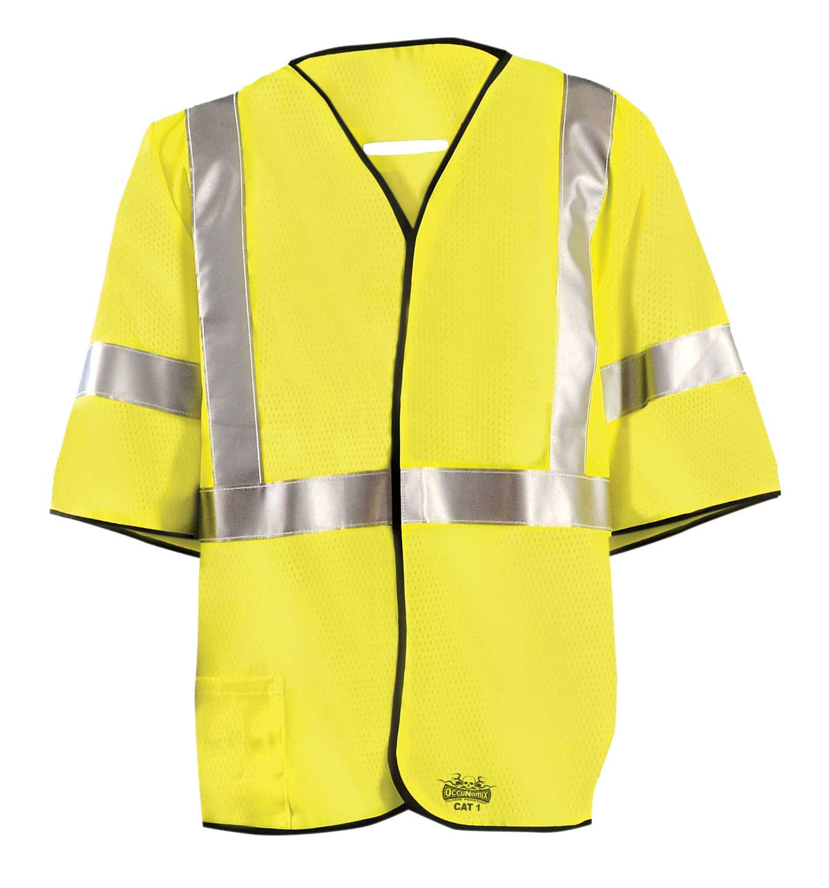 Occunomix Flame Resistant Single Stripe Mesh Vest w/D-Ring Access Flame Resistant Safety Apparel Yellow M model FR-VM2213-YM