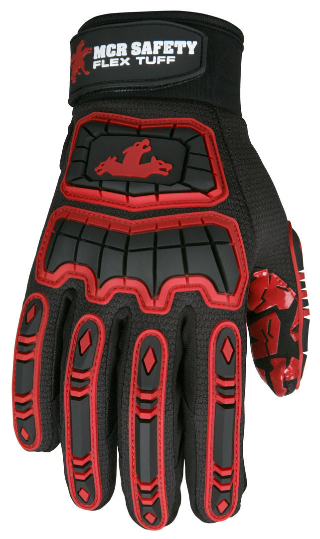 FlexTuff Mechanic Gloves, Synthetic Leather Palm, Silicone Tire Tread Grip, TPR Impact Protection
