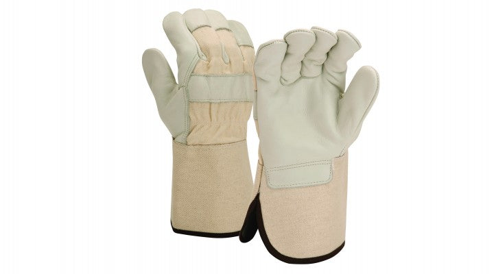 Pyramex GL1004W - Premium Grain Cowhide Leather Palm + Gauntlet Cuff Cut-Resistant Gloves Large model GL1004WL