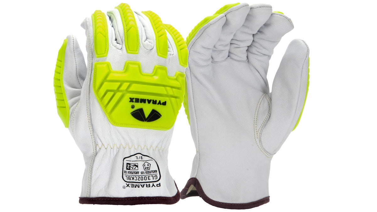 Pyramex GL3002CKB - Premium Goatskin Driver Para-Aramid A4 Cut Level 2 Impact Cut-Resistant Gloves Small model GL3002CKBS
