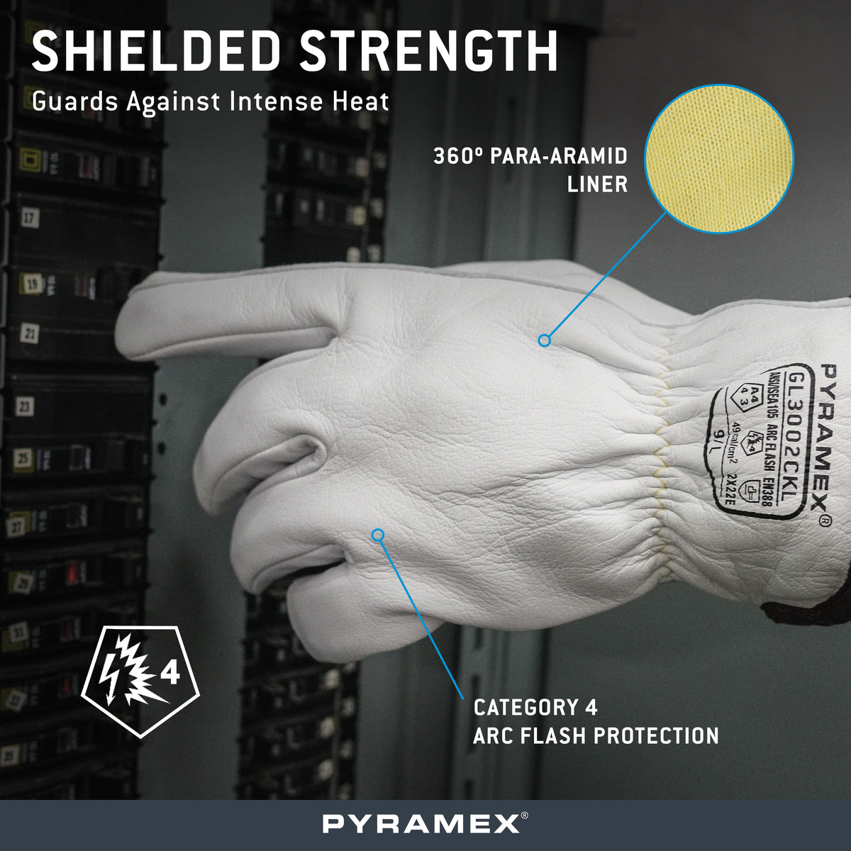 Pyramex GL3002CK - Arc Flash Premium Goatskin Driver Para-Aramid A4 Cut Flame Resistant Safety Apparel 2X-Large model