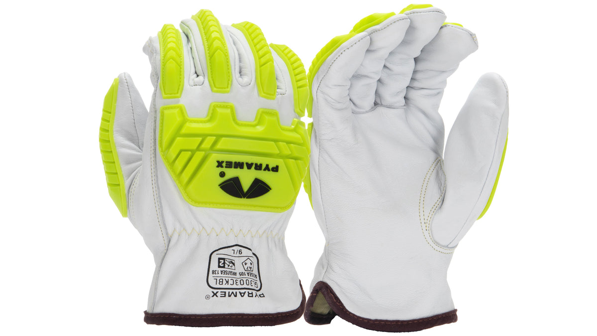 Pyramex GL3003CKB - Premium Goatskin Driver Para-Aramid A7 Cut Level 2 Impact Cut-Resistant Gloves Small model GL3003CKBS