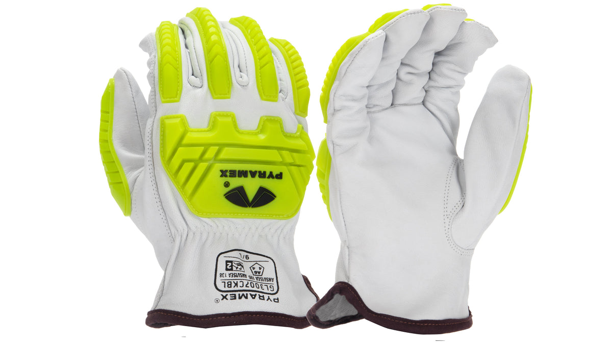 Pyramex GL3007CKB - Premium Goatskin Driver HPPE A6 Cut Level 2 Impact Cut-Resistant Gloves Small model GL3007CKBS