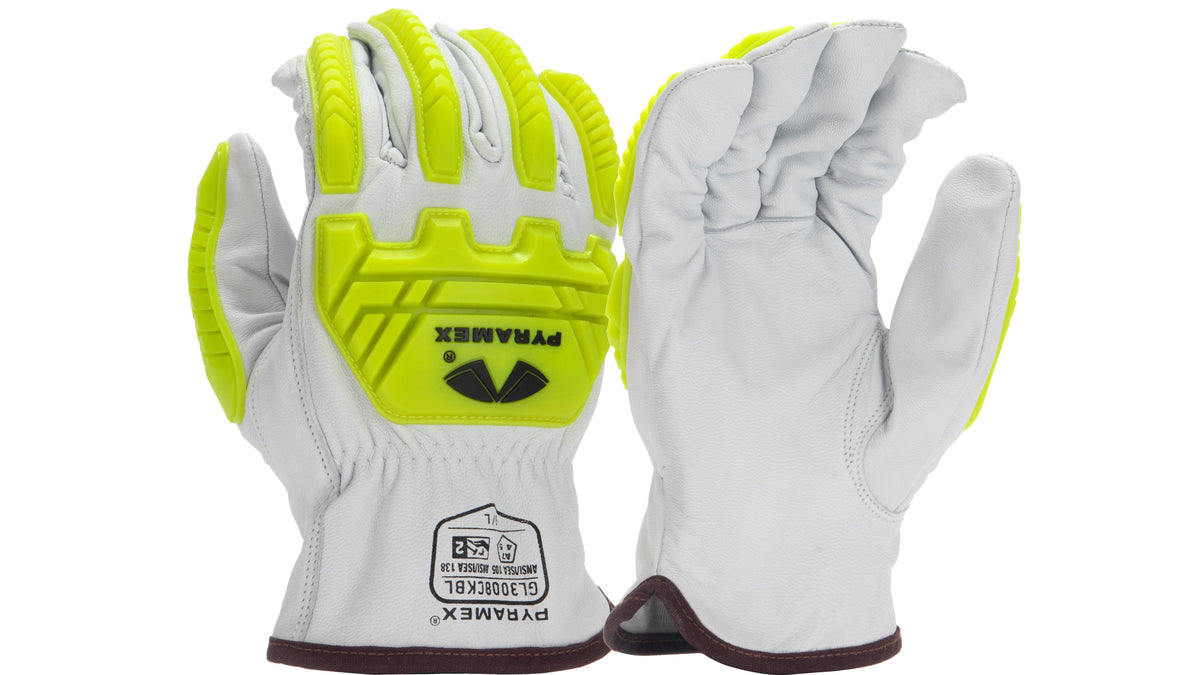 Pyramex GL3008CKB - Premium Goatskin Driver HPPE A7 Cut Level 2 Impact Cut-Resistant Gloves Small model GL3008CKBS